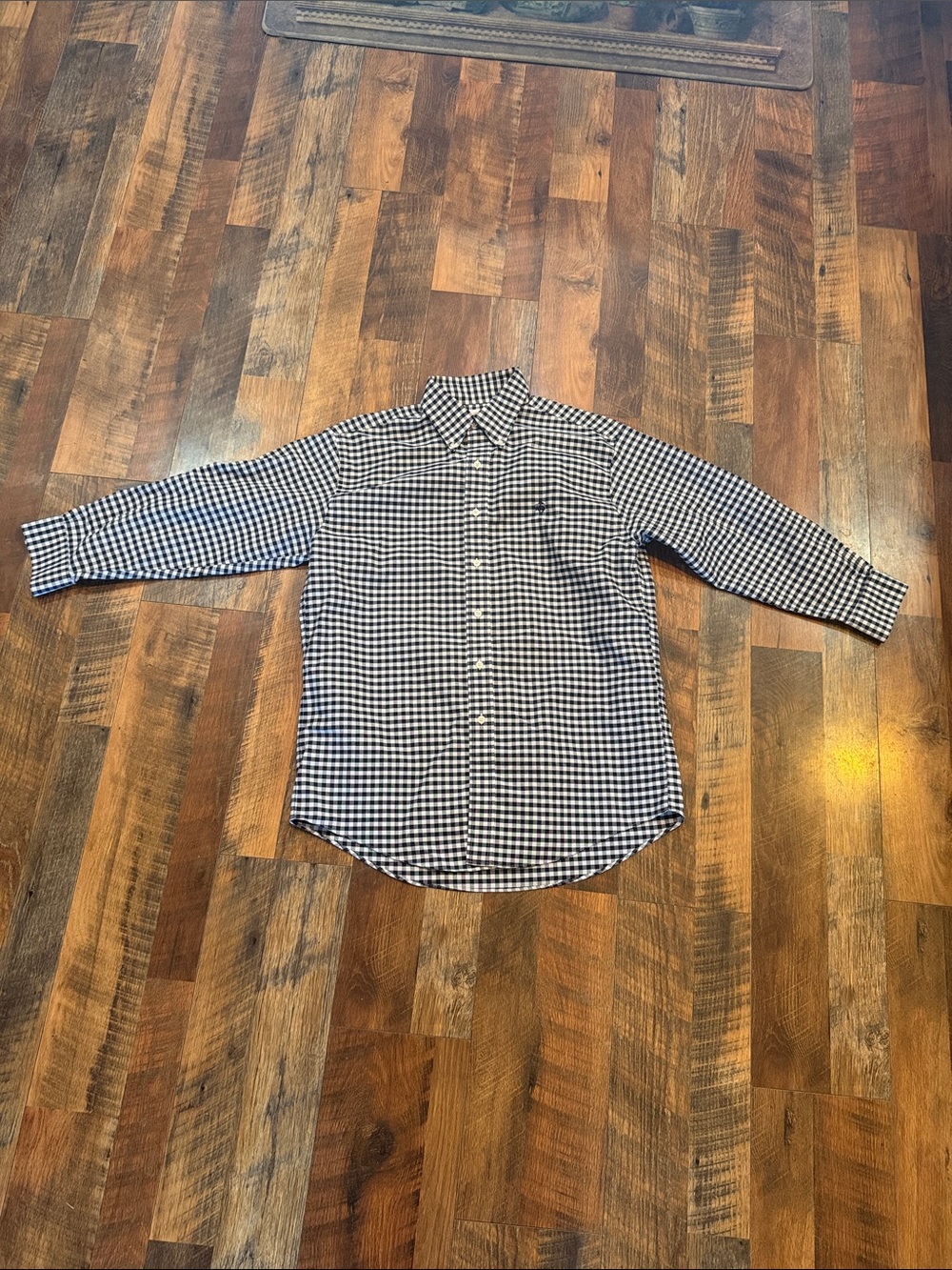 Brooks Brothers navy and White Gingham Button-Down Shirt M (850)